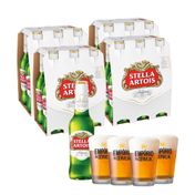 Kit 24 Cervejas Stella Artois 330ml + 4 Copos Empório da Cerveja 350ml