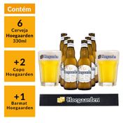 Kit Hoegaarden 6 Cervejas 330ml + 2 Copos + 1 Barmat