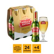 Kit Stella Artois Sem Glúten 330ml (24 unidades) + 4 Cálices